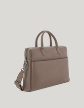 Hazelnut Briefcase In Tumbled Calfskin With Removable Shoulder Strap