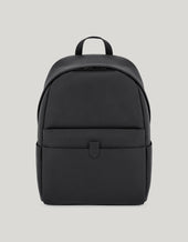 Black hammered calfskin backpack with functional details