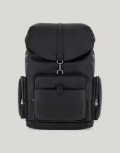 Black hammered calfskin Three Pocket Backpack