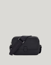 East West Camera Bag in black hammered calfskin