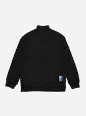 Black Single Jersey Funnel Neck Tee