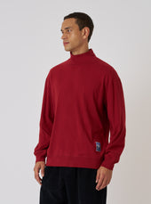 Red Single Jersey Funnel Neck Tee