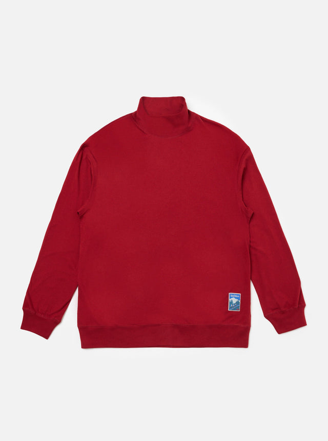 Red Single Jersey Funnel Neck Tee