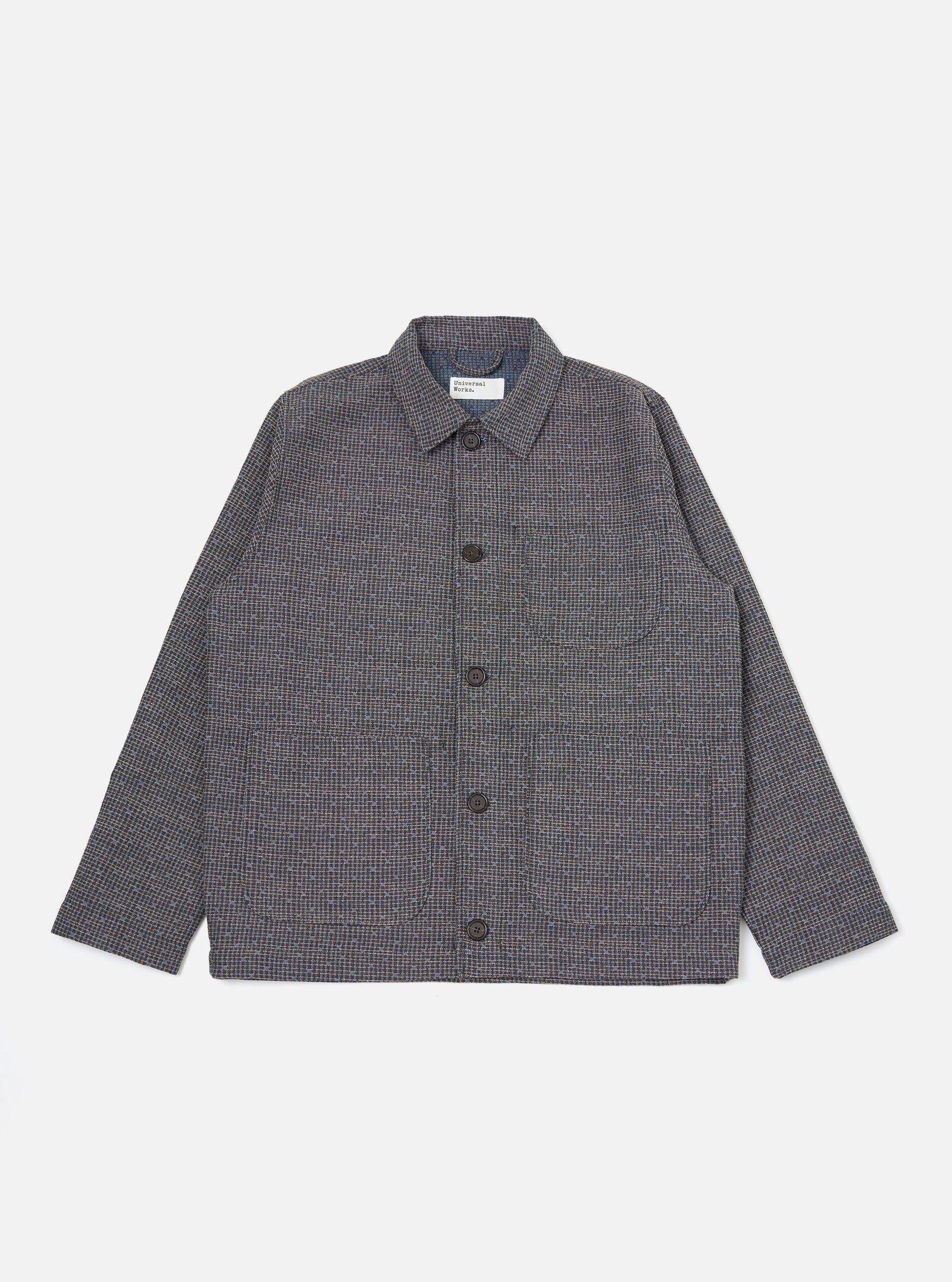 Grey Blue Jacquard Weave Field Jacket