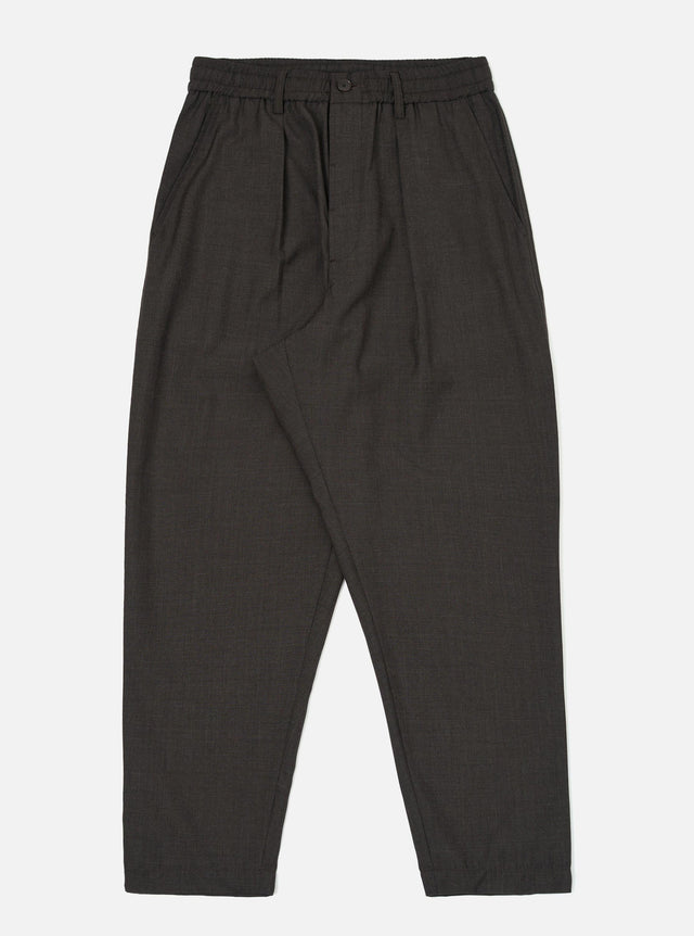 Brown Marl Tropical Suiting Pleated Track Pant