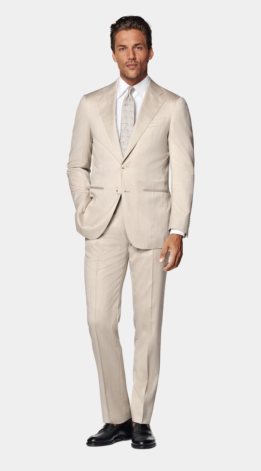 Herringbone Perennial Tailored Fit Havana Suit