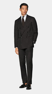 Dark Brown Striped Tailored Fit Havana Suit