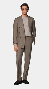 Taupe Herringbone Perennial Tailored Fit Havana Suit