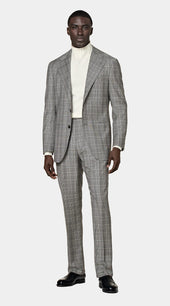 Mid Grey Checked Relaxed Fit Roma Suit