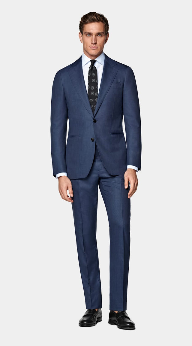 Mid Blue Tailored Fit Havana Suit