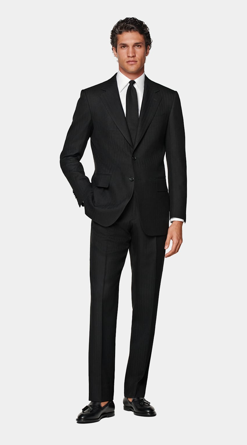 Herringbone Tailored Fit Milano Suit