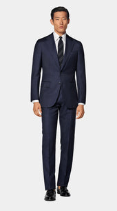 Navy Houndstooth Tailored Fit Havana Suit