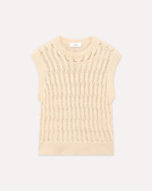 Gilet girocollo panna in cotone