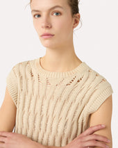 Gilet Girocollo Panna In Cotone