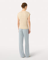 Gilet Girocollo Panna In Cotone