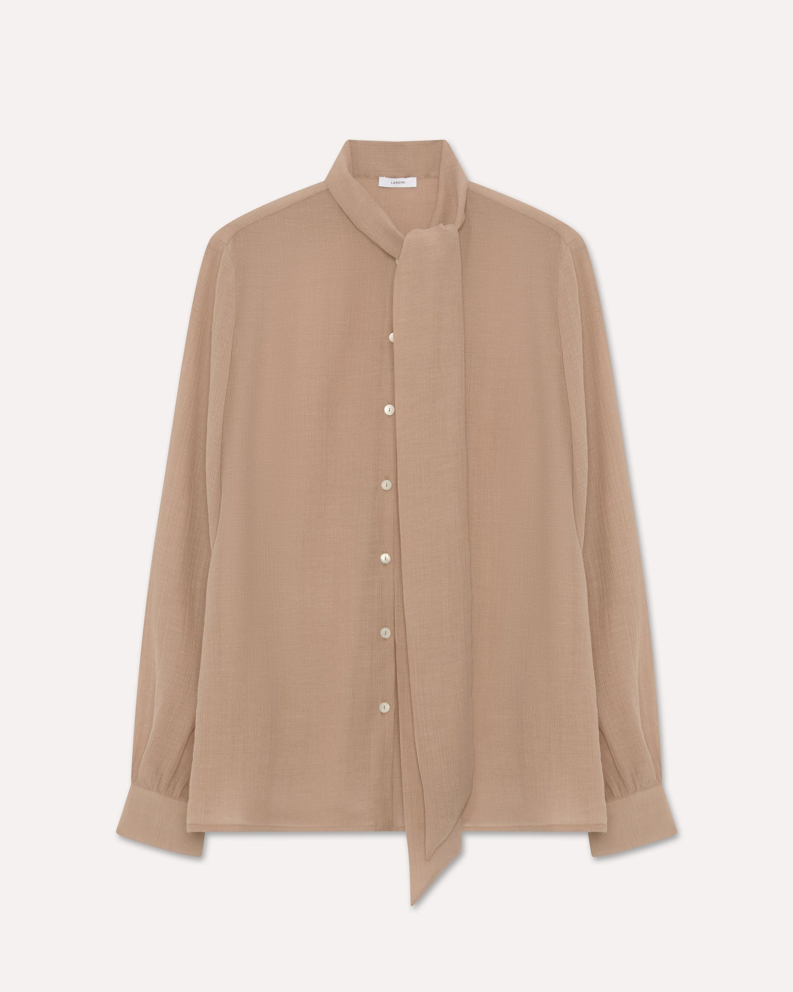 Camicia Beige Con Fiocco Al Collo