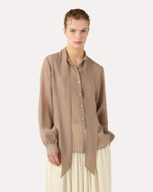 Camicia Beige Con Fiocco Al Collo