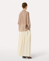 Camicia Beige Con Fiocco Al Collo