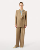 Pantalone Beige In Misto Lana