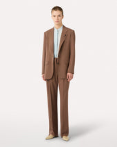 Pantalone Marrone In Lana Stretch