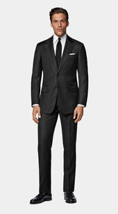 Dark Grey Striped Tailored Fit Milano Suit