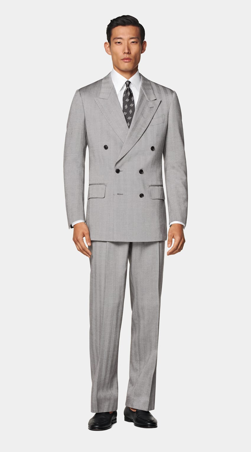 Herringbone Tailored Fit Milano Suit