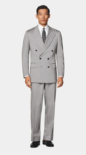 Grey Herringbone Tailored Fit Milano Suit