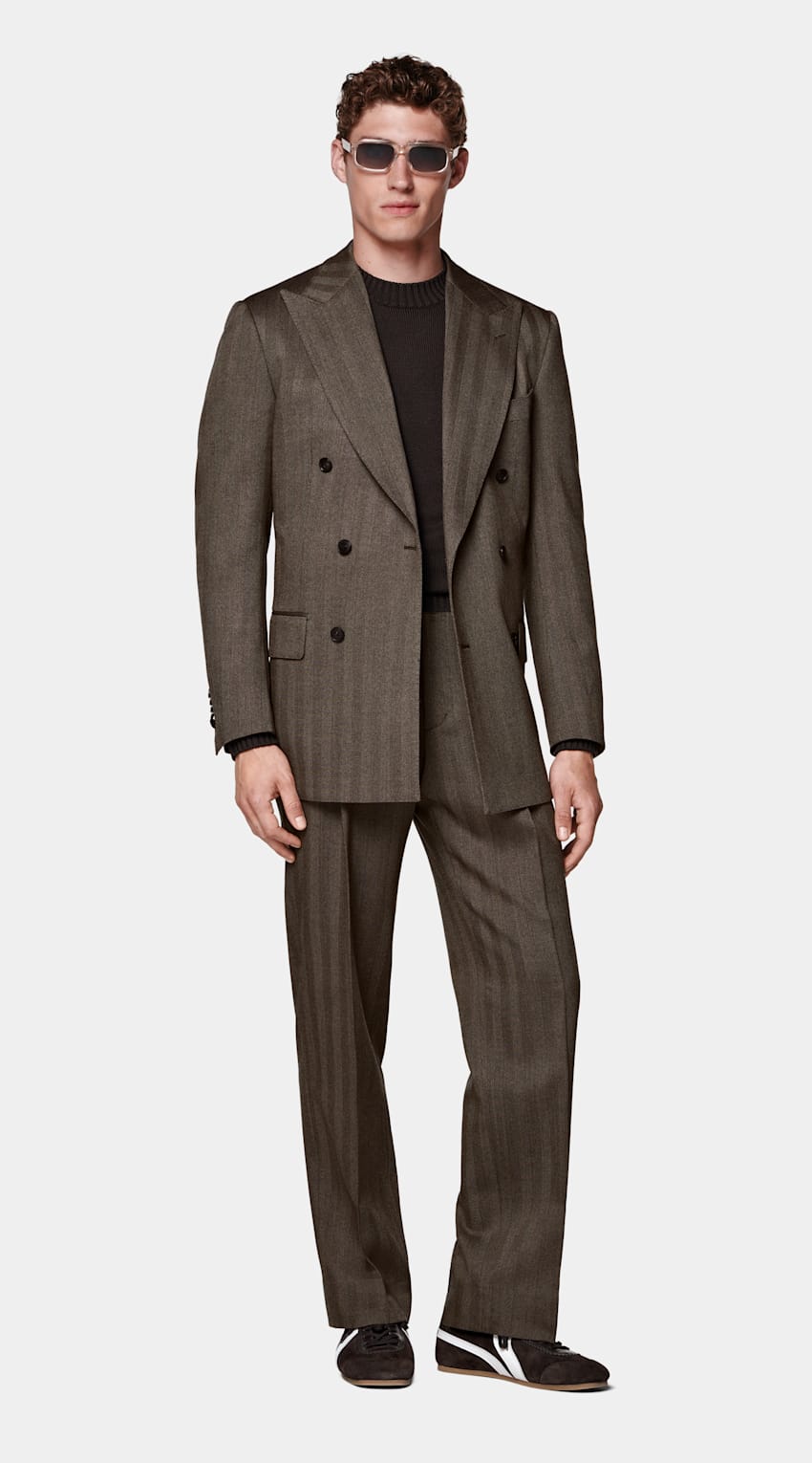 Herringbone Tailored Fit Milano Suit