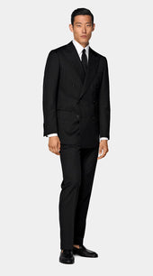 Black Striped Tailored Fit Milano Suit
