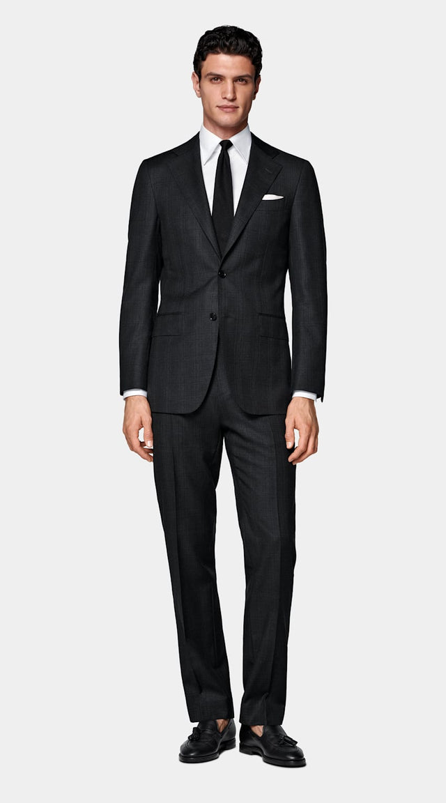 Dark Grey Checked Tailored Fit Havana Suit