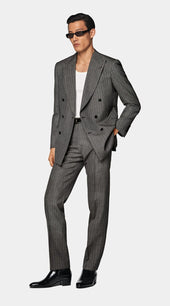 Dark Brown Striped Tailored Fit Milano Suit