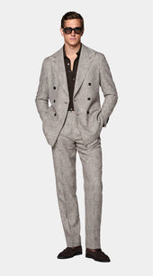 Mid Brown Checked Tailored Fit Havana Suit