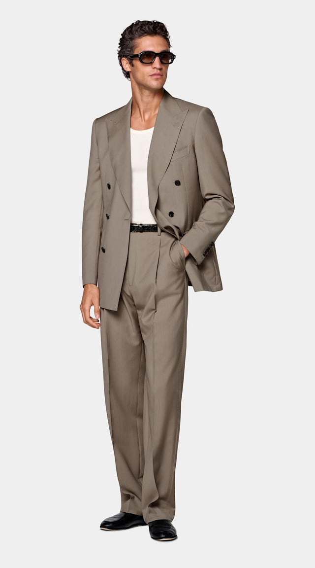 Taupe Tailored Fit Milano Suit