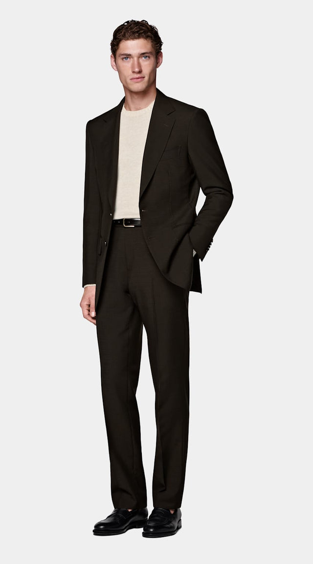 Dark Brown Tailored Fit Milano Suit