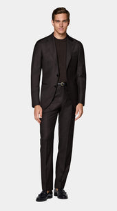 Dark Brown Houndstooth Tailored Fit Havana Suit