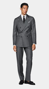 Mid Grey Striped Tailored Fit Havana Suit