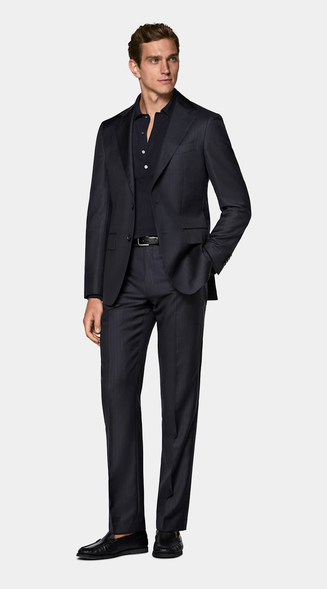 Navy Striped Tailored Fit Havana Suit