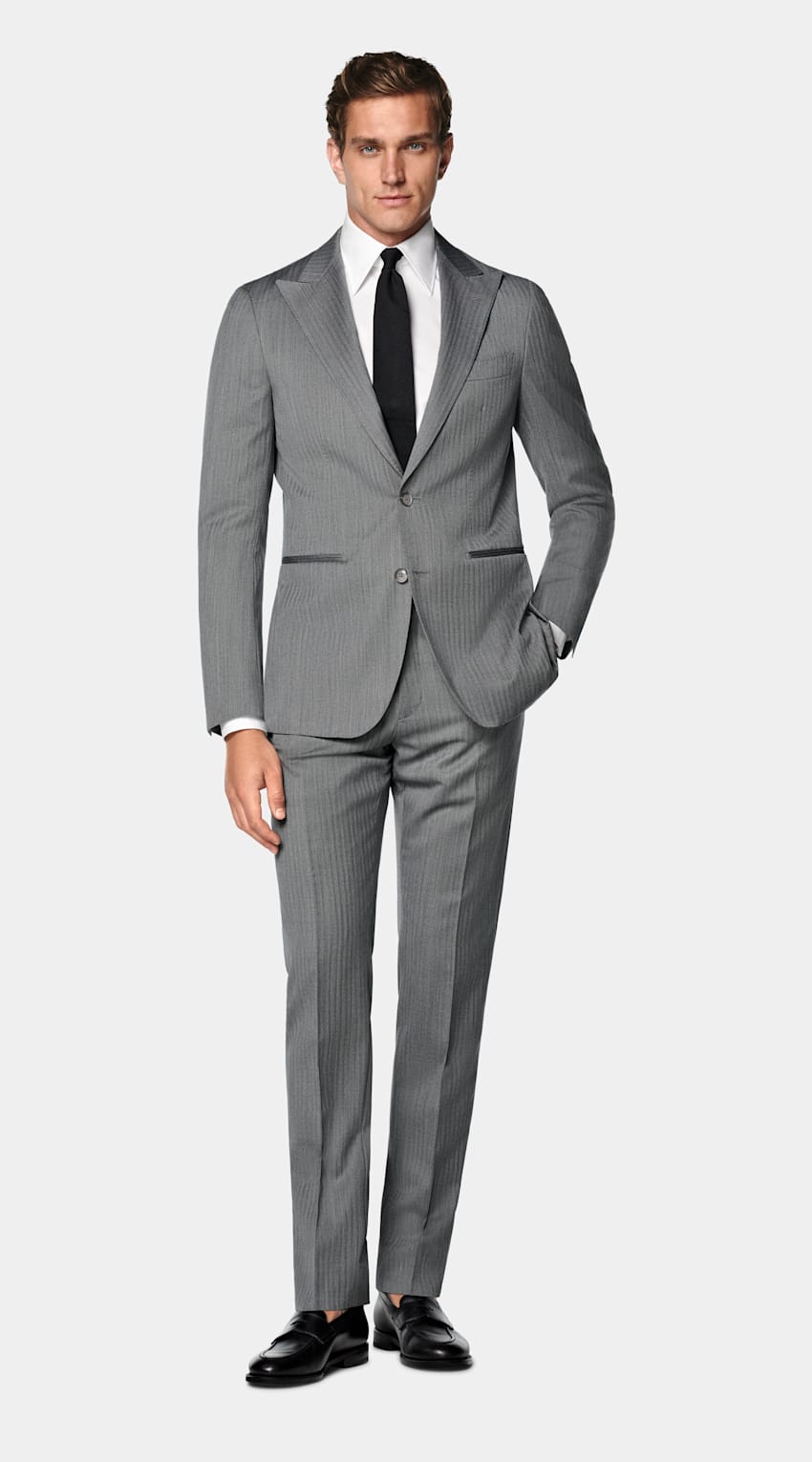 Herringbone Perennial Tailored Fit Havana Suit