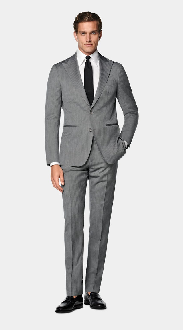 Mid Grey Herringbone Perennial Tailored Fit Havana Suit
