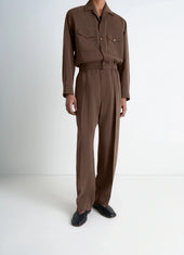 Belted Relaxed Pants In Dry Silk