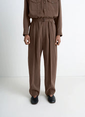 Belted Relaxed Pants In Dry Silk