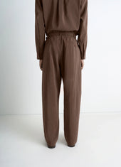 Belted Relaxed Pants In Dry Silk