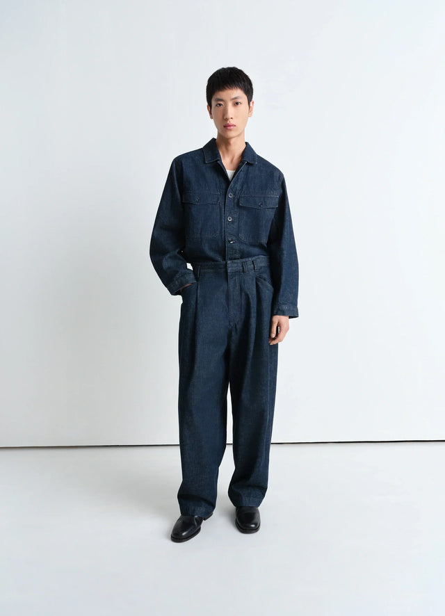 PLEATED WORKWEAR PANTS IN DENIM