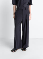 Single Pleat Pants In Wool Crepe