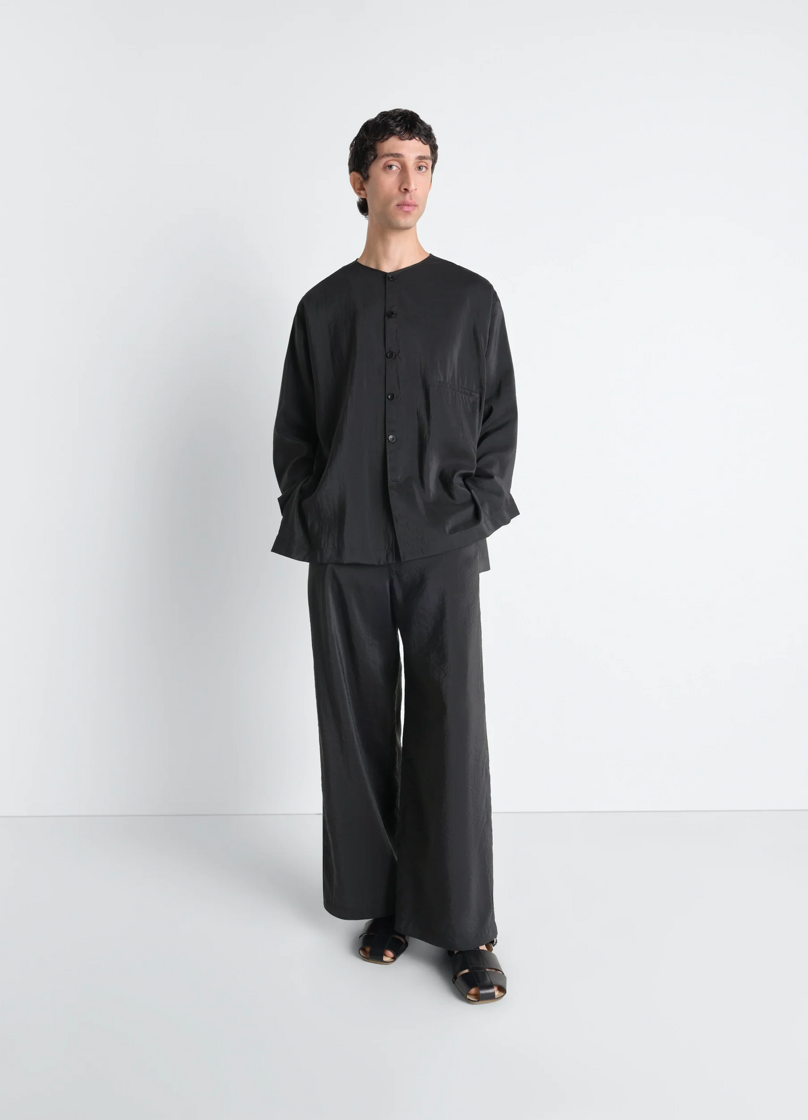 Straight Tailored Pants In Dry Silk