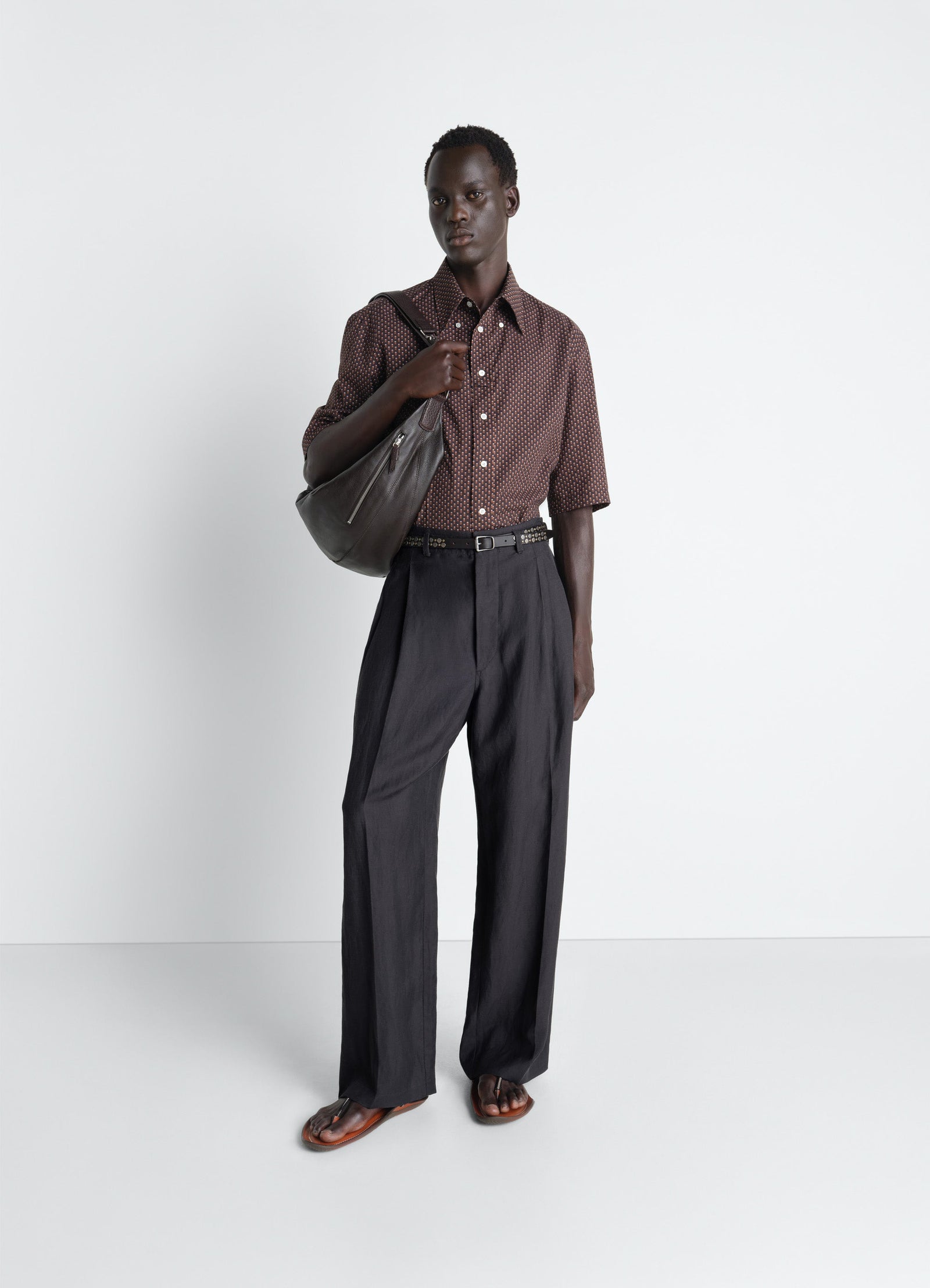 Pleated Tailored Pants In Viscose Linen Gabardine