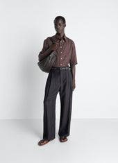 PLEATED TAILORED PANTS IN VISCOSE LINEN GABARDINE