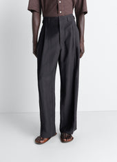 Pleated Tailored Pants In Viscose Linen Gabardine