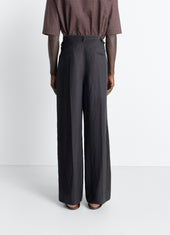 Pleated Tailored Pants In Viscose Linen Gabardine