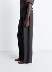 Pleated Tailored Pants In Viscose Linen Gabardine
